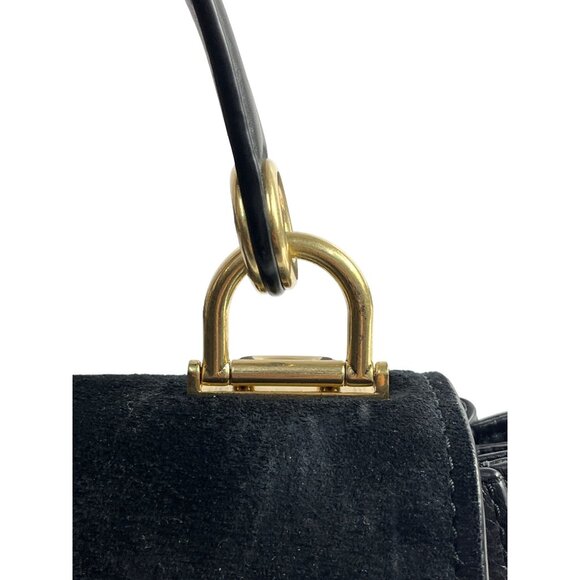 Michael Kors Women's Black Leather Suede & Gold Tone Hardware Handbag Sz M - Picture 7 of 13